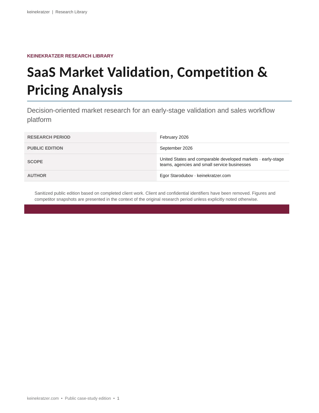 SaaS market validation public research report cover